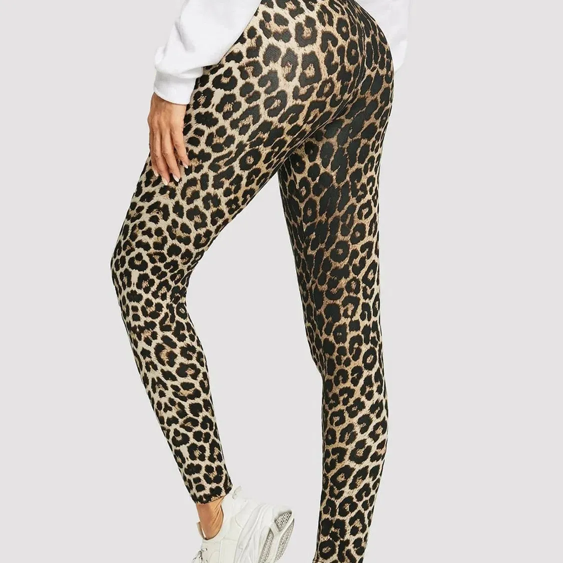 High-Waisted Leopard Print Leggings for Women – Stretchy Yoga Pants with Scrunch Butt for Ultimate Fitness & Style