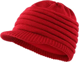 Home Prefer Kids Boys Winter Hat Cable Knitted Hat Fleece Lined Newsboy Cap
