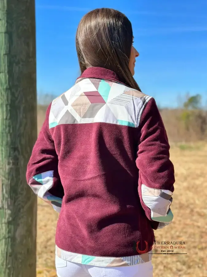 Hooey Womens Purple w/ Multi Colored Geometric Shoulder Pattern Tech Fleece
