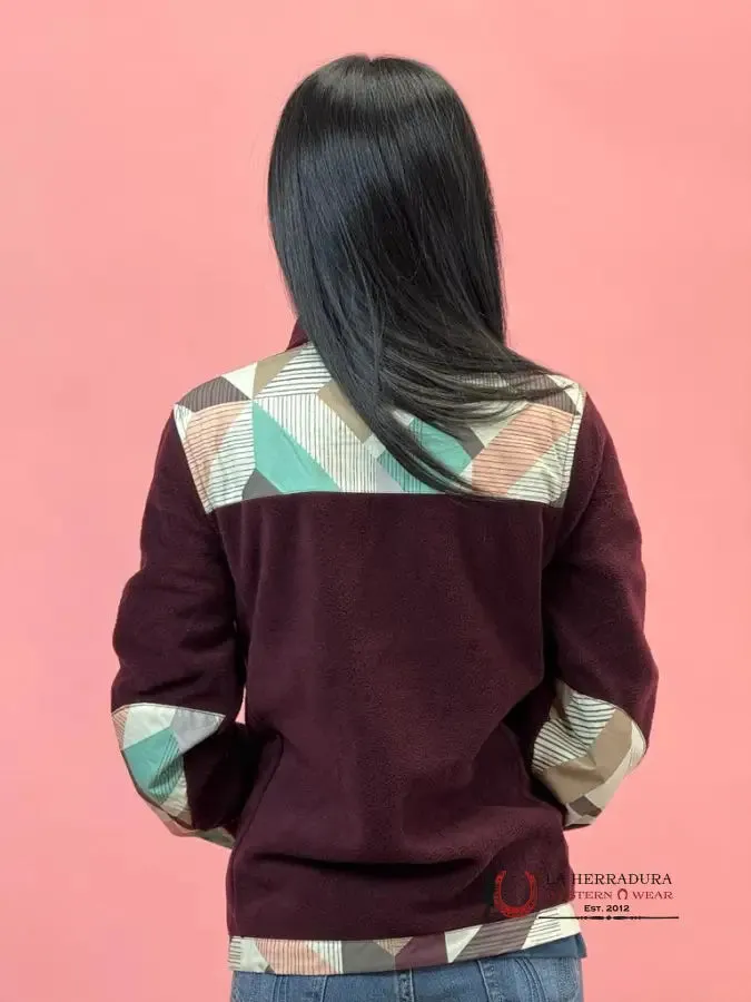 Hooey Womens Purple w/ Multi Colored Geometric Shoulder Pattern Tech Fleece