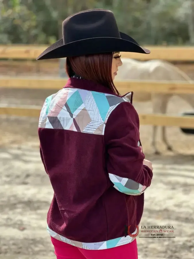 Hooey Womens Purple w/ Multi Colored Geometric Shoulder Pattern Tech Fleece