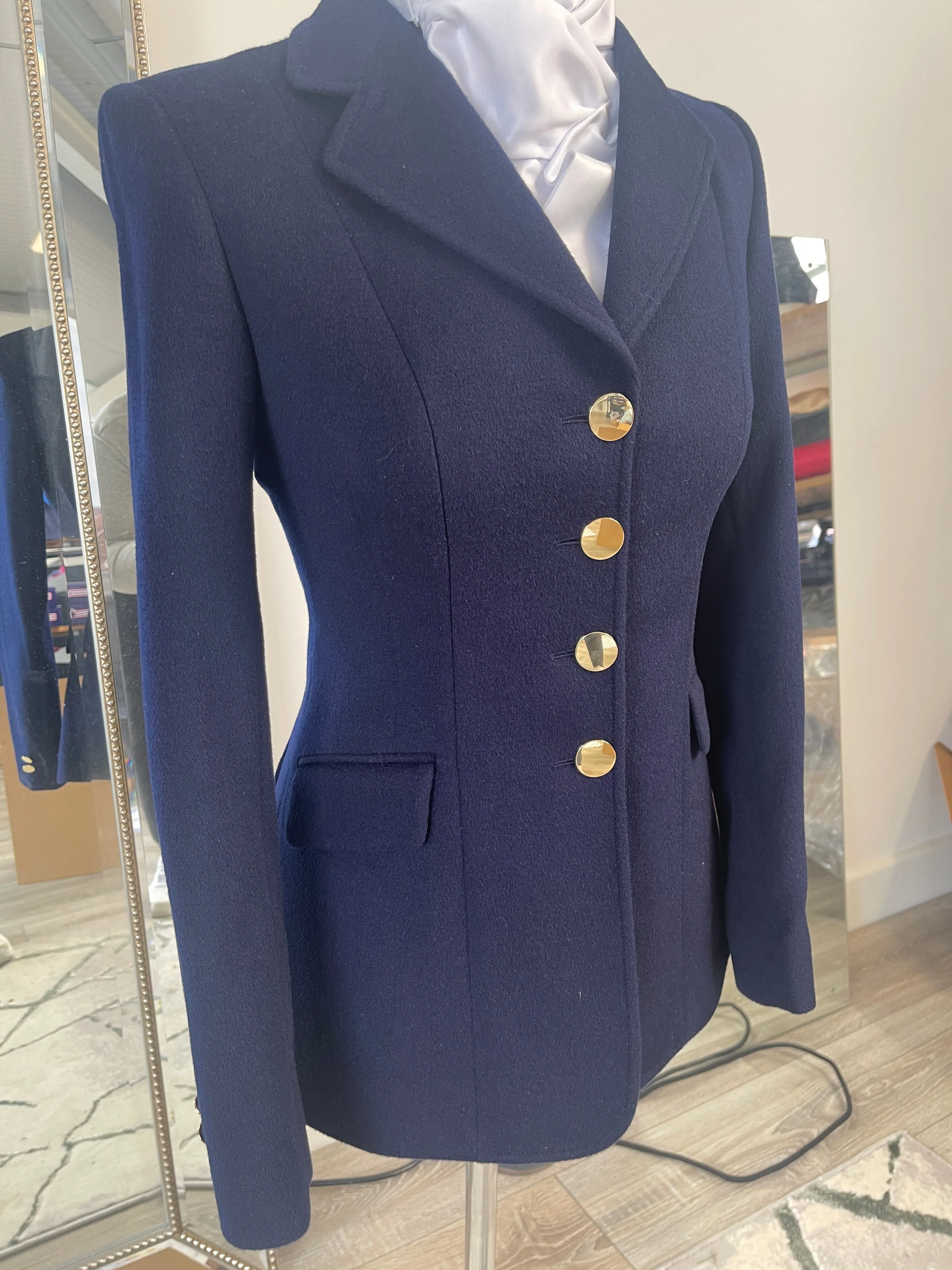 IN STOCK: NAVY SOFT WOOL PRINCESS CUT JACKET