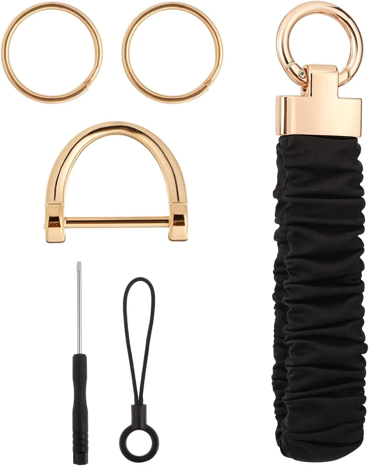 Keychain Wristlet Stretchy Key Chain for Car Keys with D Ring Cute Scrunchie Wrist Bracelet Stretchy Wrist Lanyard Multifunctional Key Ring for Women Men Keychain Accessories