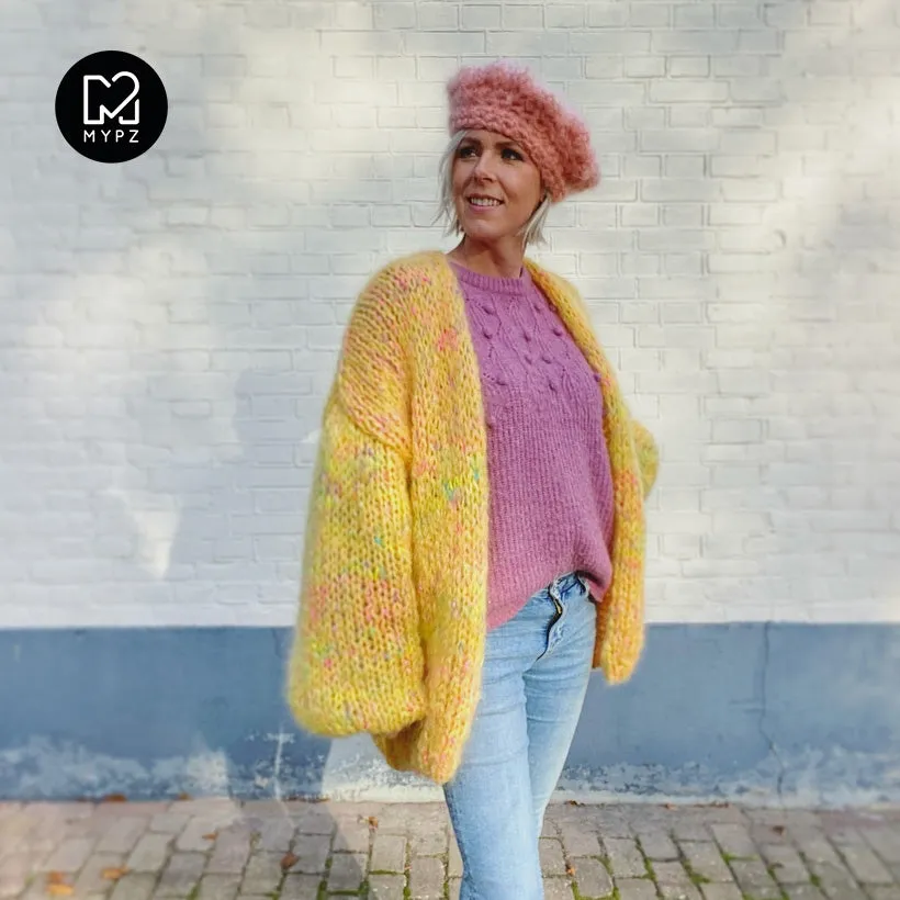 Knitting Kit - MYPZ Chunky Mohair Cardigan Yellow Pops No.15 (ENG-NL)