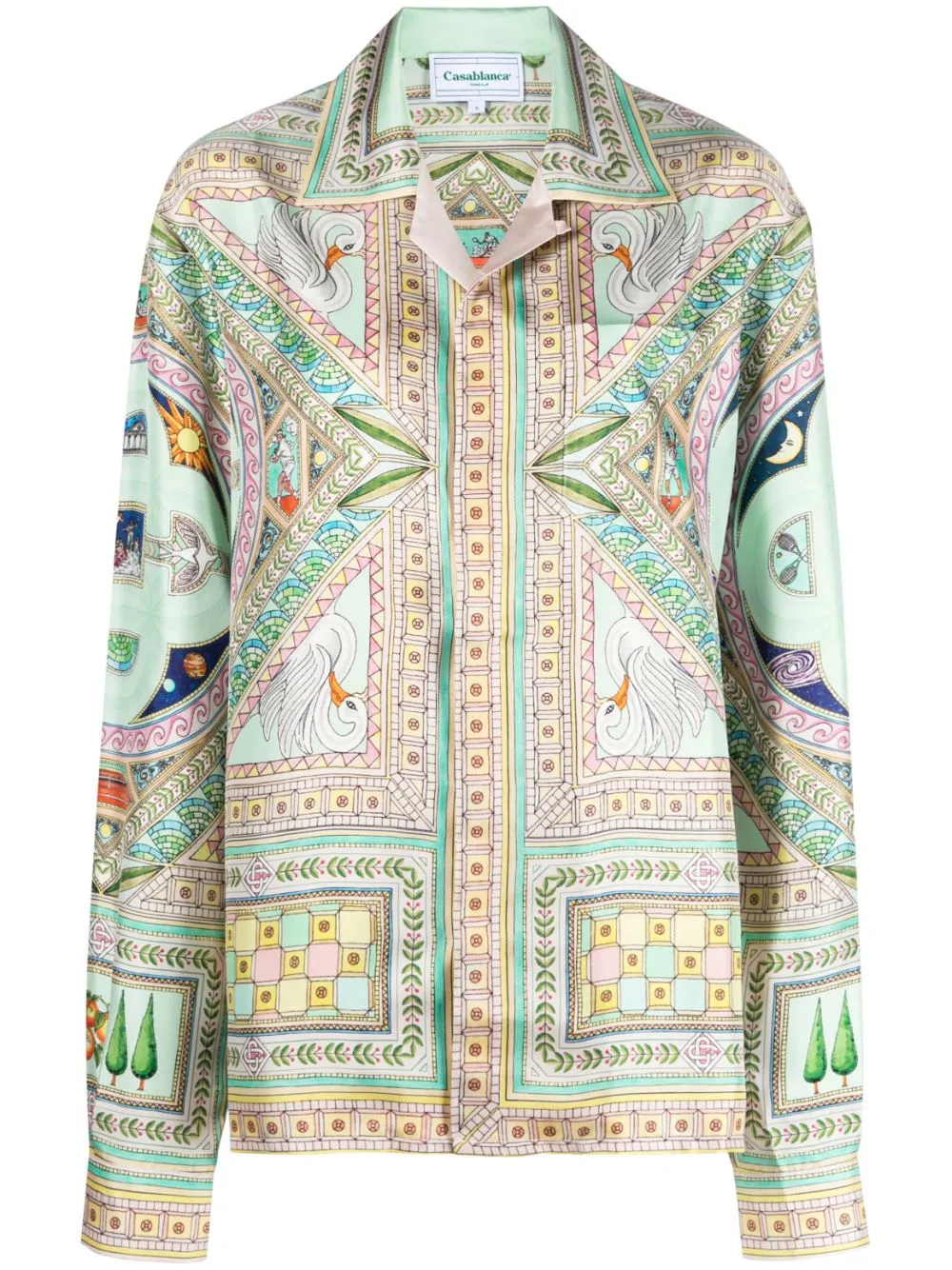 Le Labyrinthe-print silk shirt