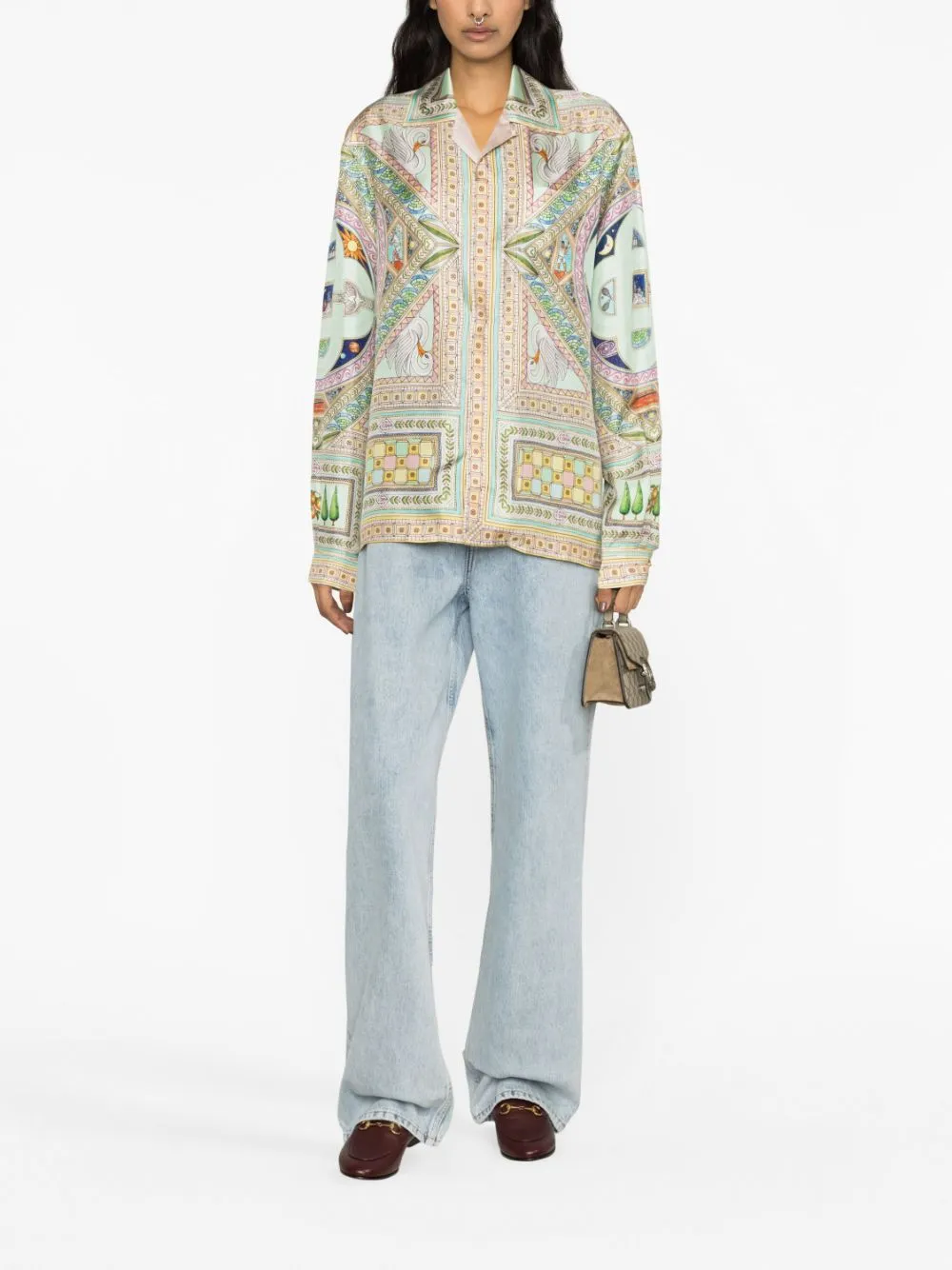Le Labyrinthe-print silk shirt