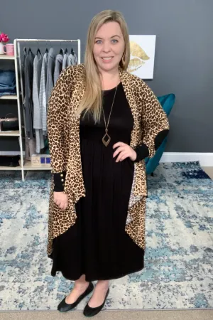 Leopard Print Open Front Cascade Cardi with Snap Details {Hawthorne}