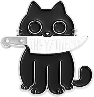 LGBTQ Pin Black Cat with Knife Enamel Pin Cute Animal Enamel Brooch Pin for Jackets Backpacks