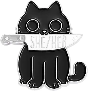 LGBTQ Pin Black Cat with Knife Enamel Pin Cute Animal Enamel Brooch Pin for Jackets Backpacks
