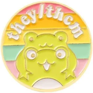 LGBTQ Pronouns Cute Frog PinGender identity pin for Jackets Backpacks