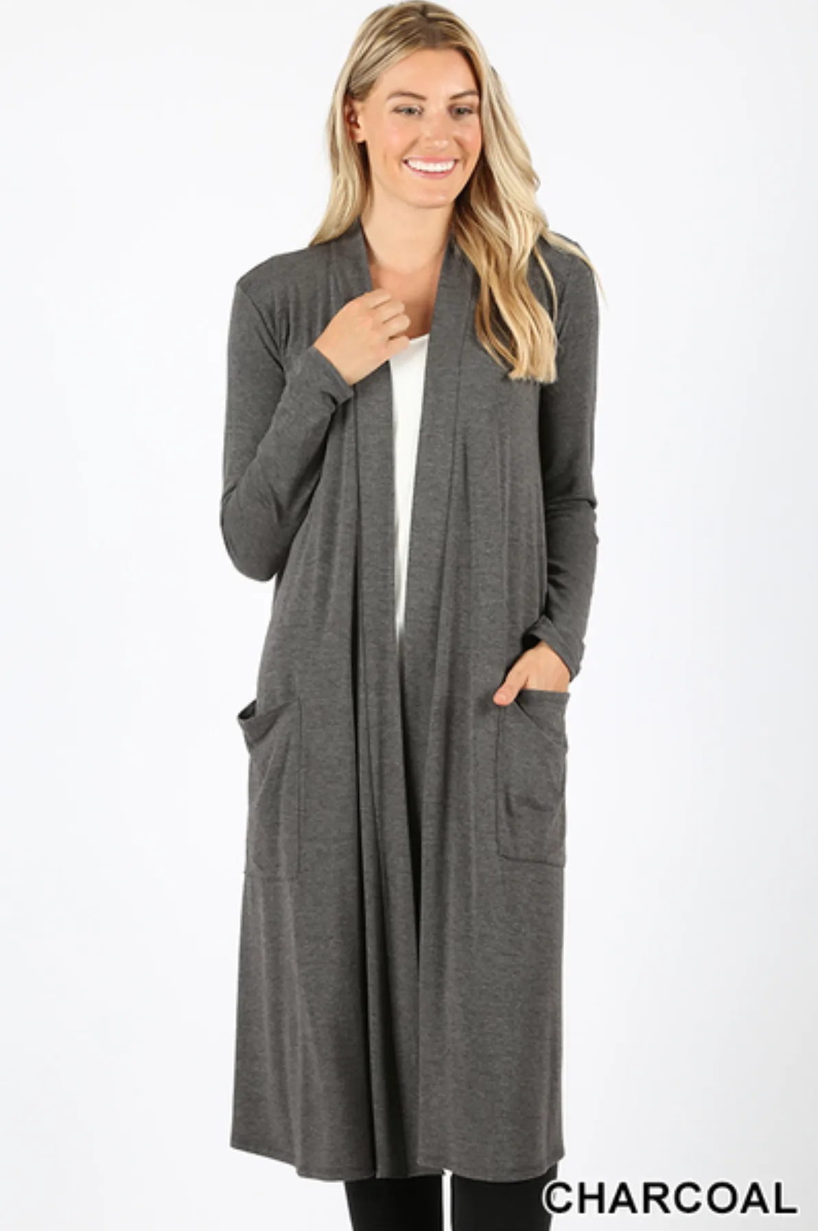 Many Colors! Slouchy Pocket Duster Length Cardigan