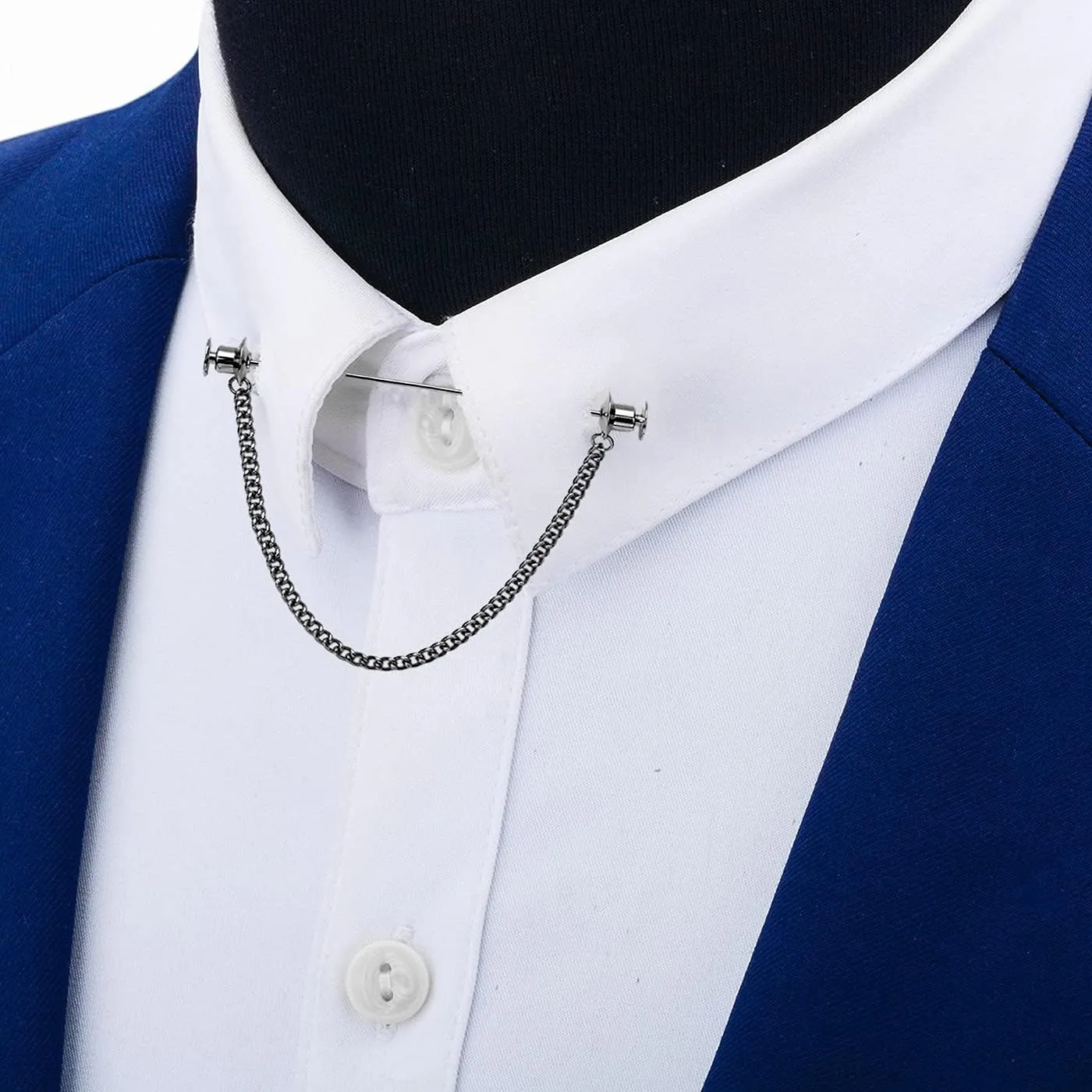 Men's Metal Tassel Chain Collar Pins Suit Brooch Tie Pin Shirt Accessories with Gift Box