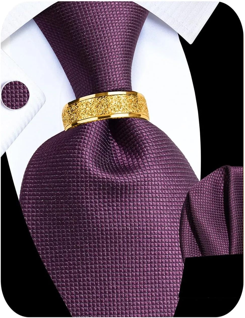 Mens Tie Set Silk Tie Pocket Square Cufflinks and Lapel Pin Set