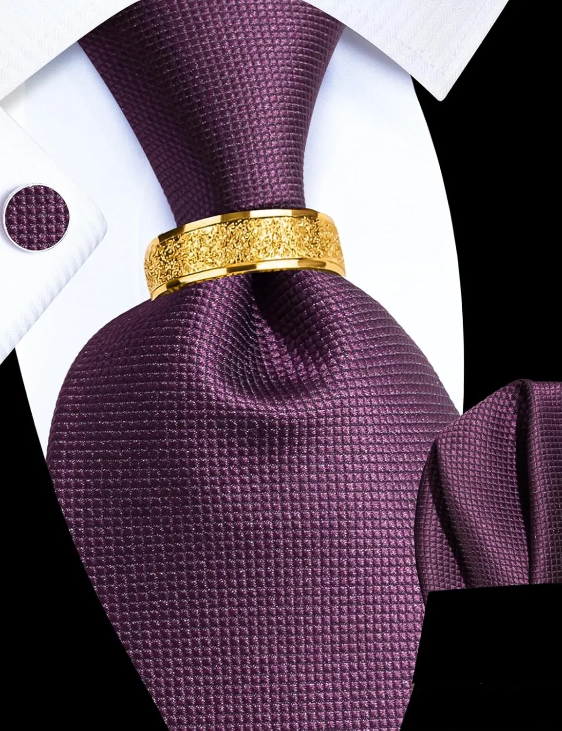 Mens Tie Set Silk Tie Pocket Square Cufflinks and Lapel Pin Set