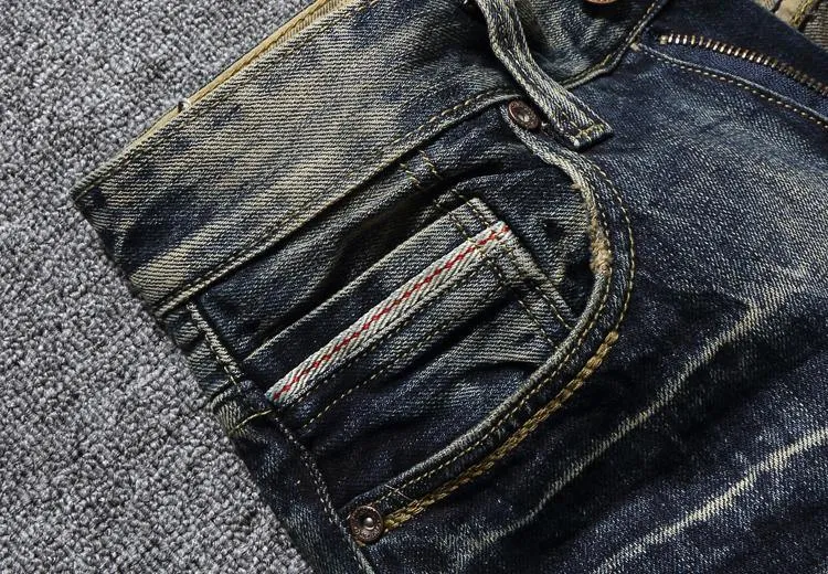 Men's Vintage Retro Style Slim Fit Distressed Jeans