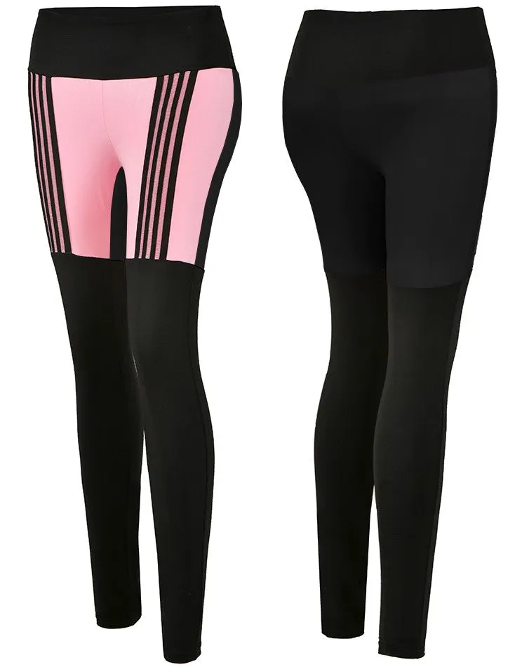 MIP CONTRAST PANEL LEGGINGS WITH BLACK STRIPE DETAIL