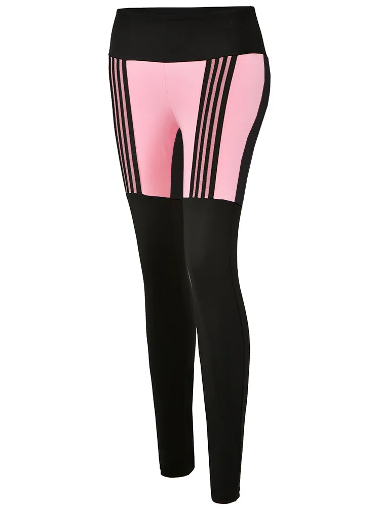 MIP CONTRAST PANEL LEGGINGS WITH BLACK STRIPE DETAIL