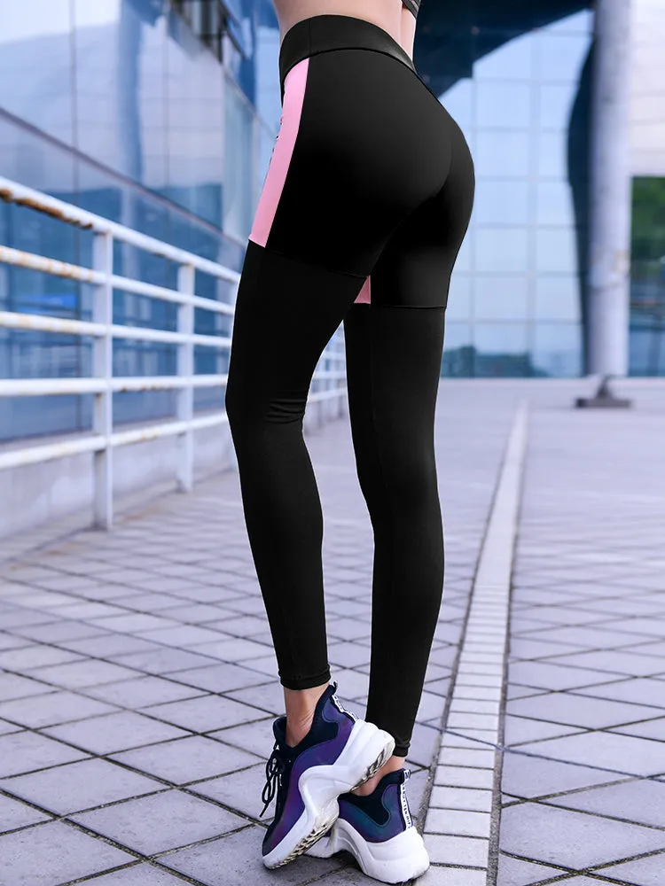 MIP CONTRAST PANEL LEGGINGS WITH BLACK STRIPE DETAIL