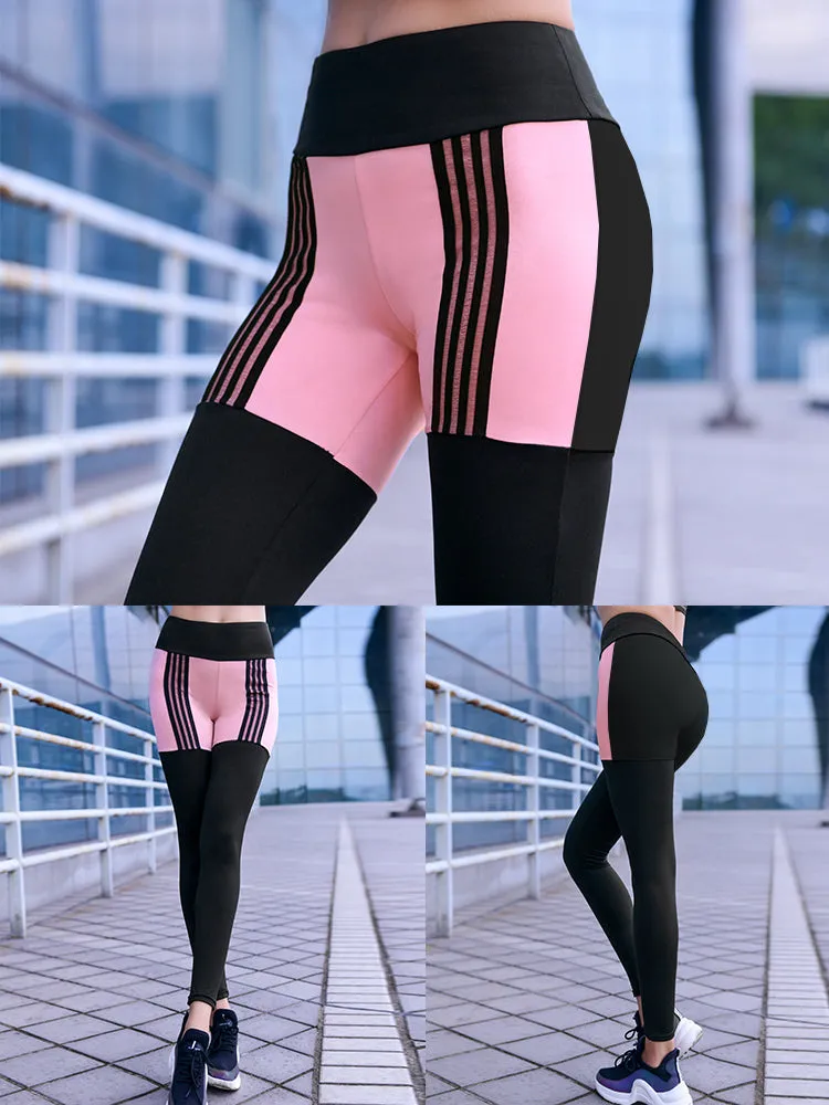 MIP CONTRAST PANEL LEGGINGS WITH BLACK STRIPE DETAIL