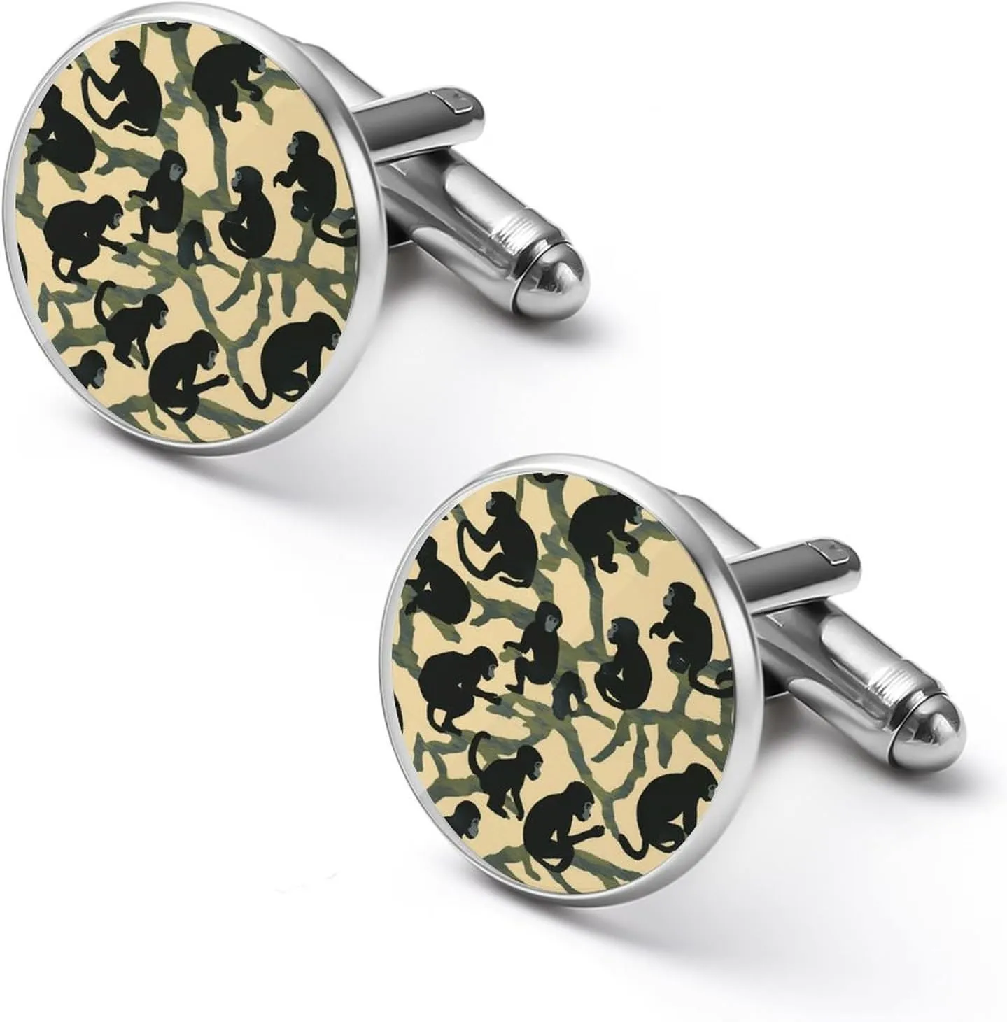 Monkey Camouflage Fashion Cufflinks For Men Alloy Tuxedo Shirt Cuff Links For Business Wedding Party 2.0cm