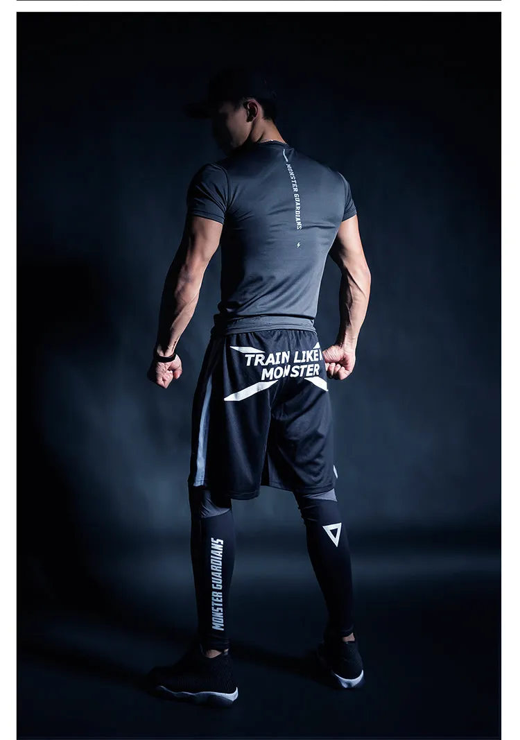 MONSTER GUARDIANS LOGO PRINT LEGGINGS IN GREY