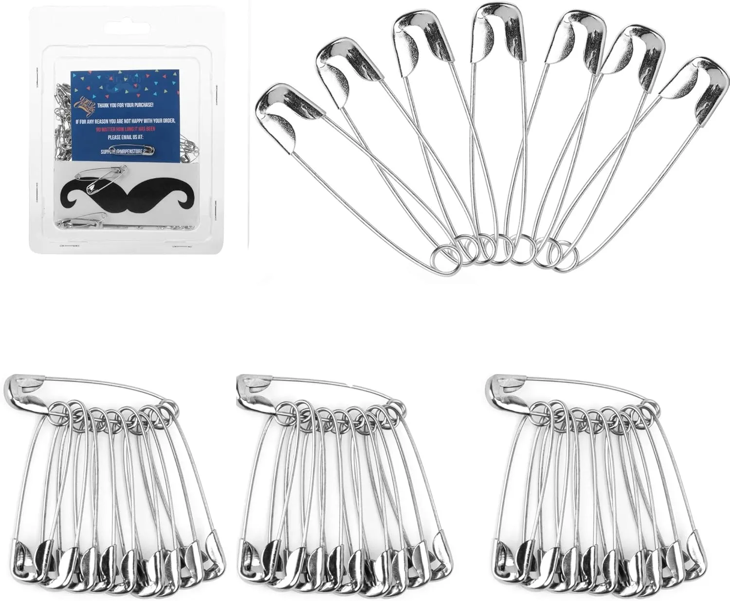 Mr. Pen- Safety Pins, 200 Pack, 1.1 Inch, Heavy Duty, Large Pins for Clothes, Stainless Steel