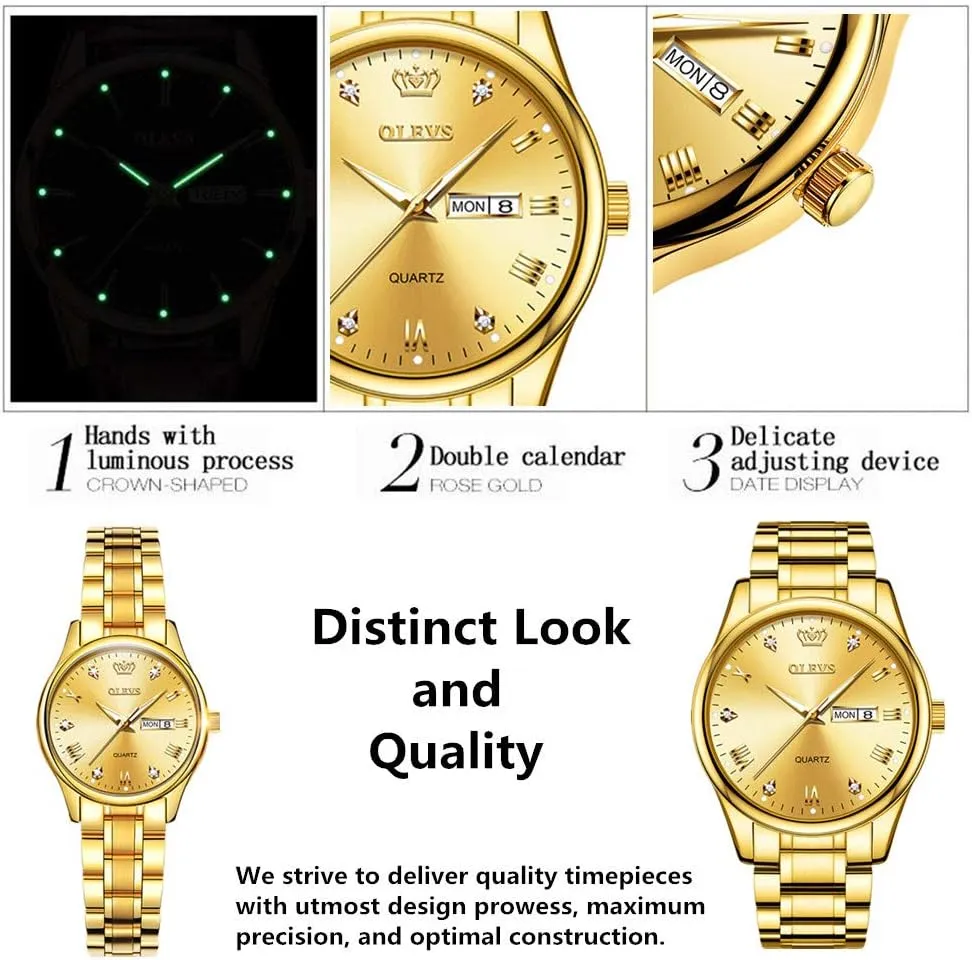 OLEVS Watch for Men Stainless Steel Business Dress Analog Quartz Men Watch Large Face Day Waterproof Luminous Classic Wrist Watch