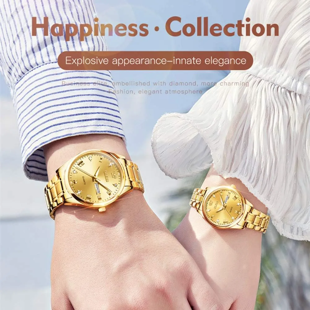 OLEVS Watch for Men Stainless Steel Business Dress Analog Quartz Men Watch Large Face Day Waterproof Luminous Classic Wrist Watch