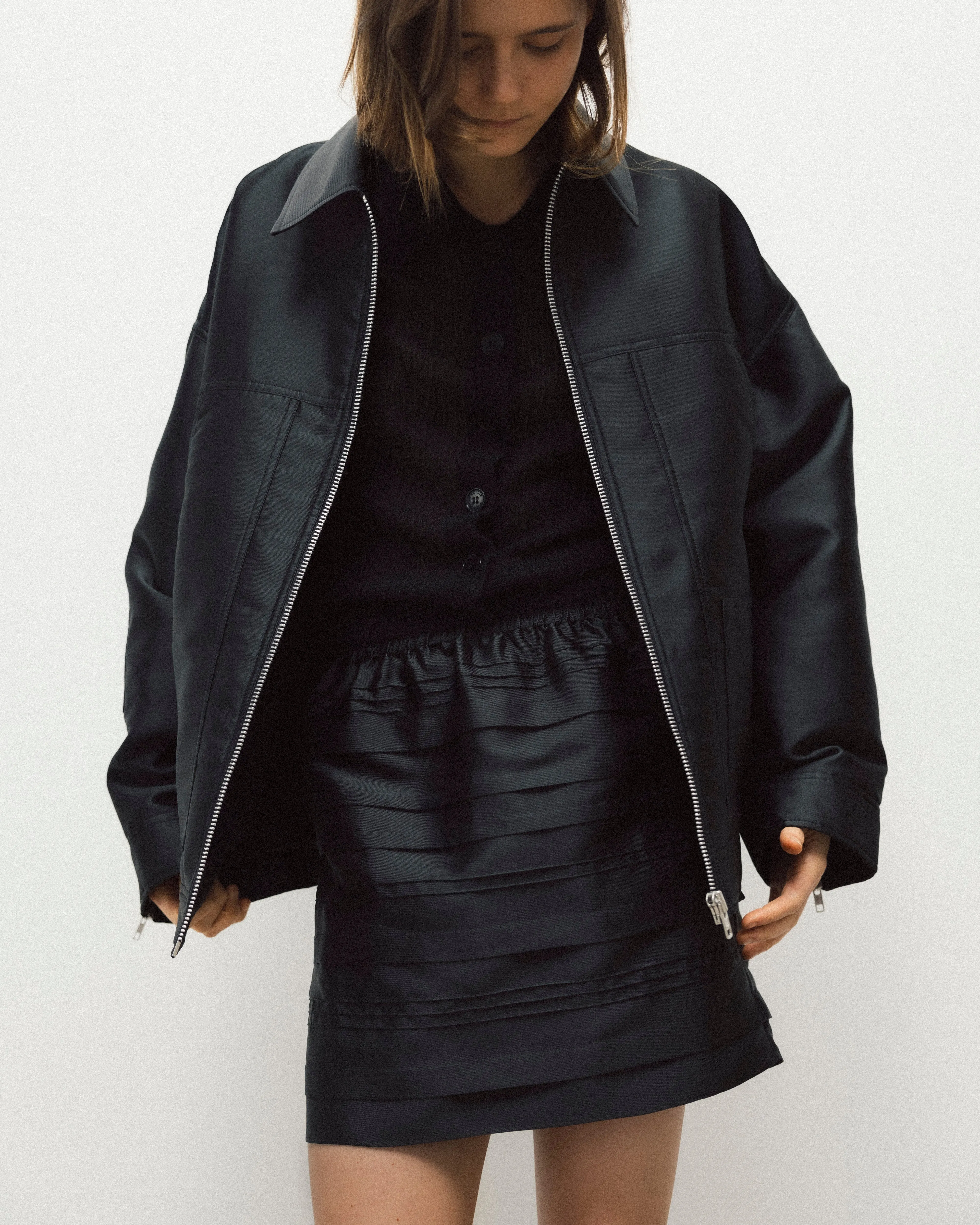 OLPA | JACKET LUSTRE TWILL BLACK NONA