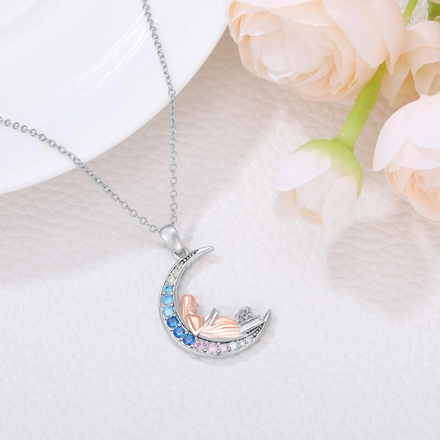 Reading Necklace for Women 925 Sterling Silver Book Pendant Necklace Jewelry Christmas Birthday Library Gifts for Librarians Book Lovers