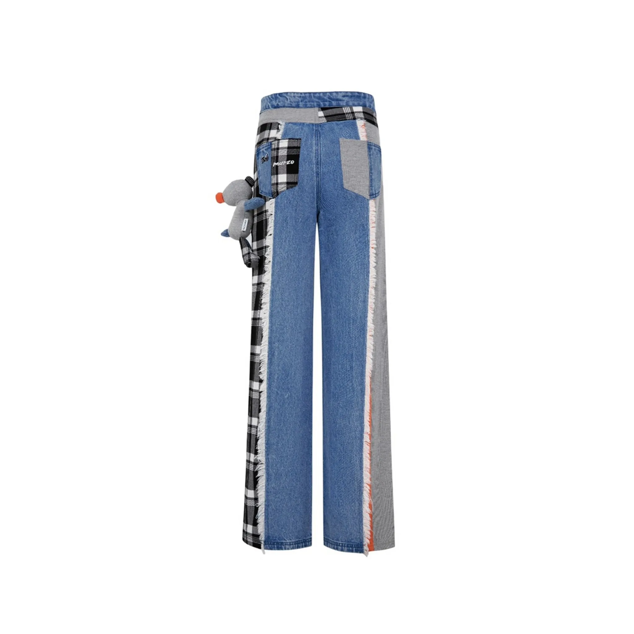 Retro Plaid Patch Jeans