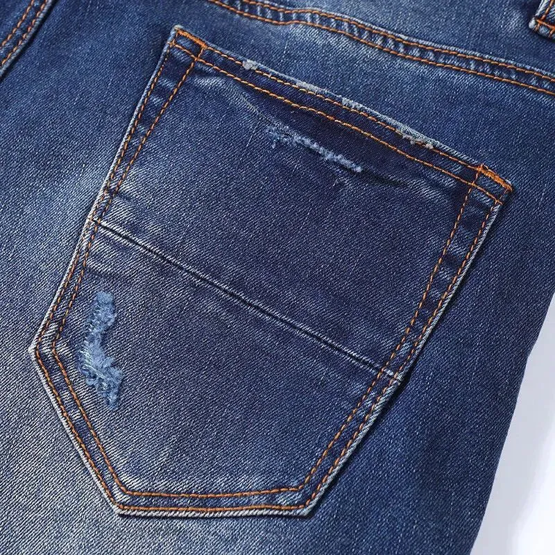 Retro Streetwear Patchwork Skinny Jeans