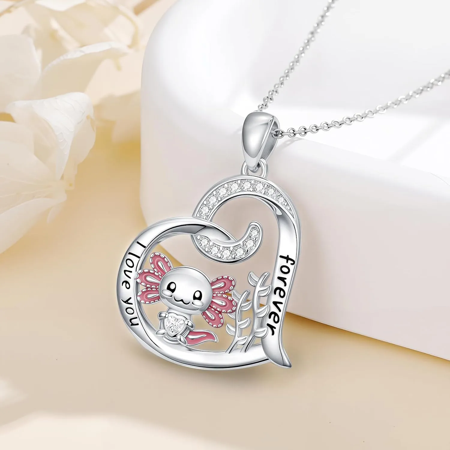 Sea Turtle/Mermaid/Axolotl/Jellyfish/Starfish/Octopus Necklace for Women 925 Sterling Silver Ocean Animal Pendant Necklace Jewelry Birthday Ocean Themed Gifts for Ocean Lovers