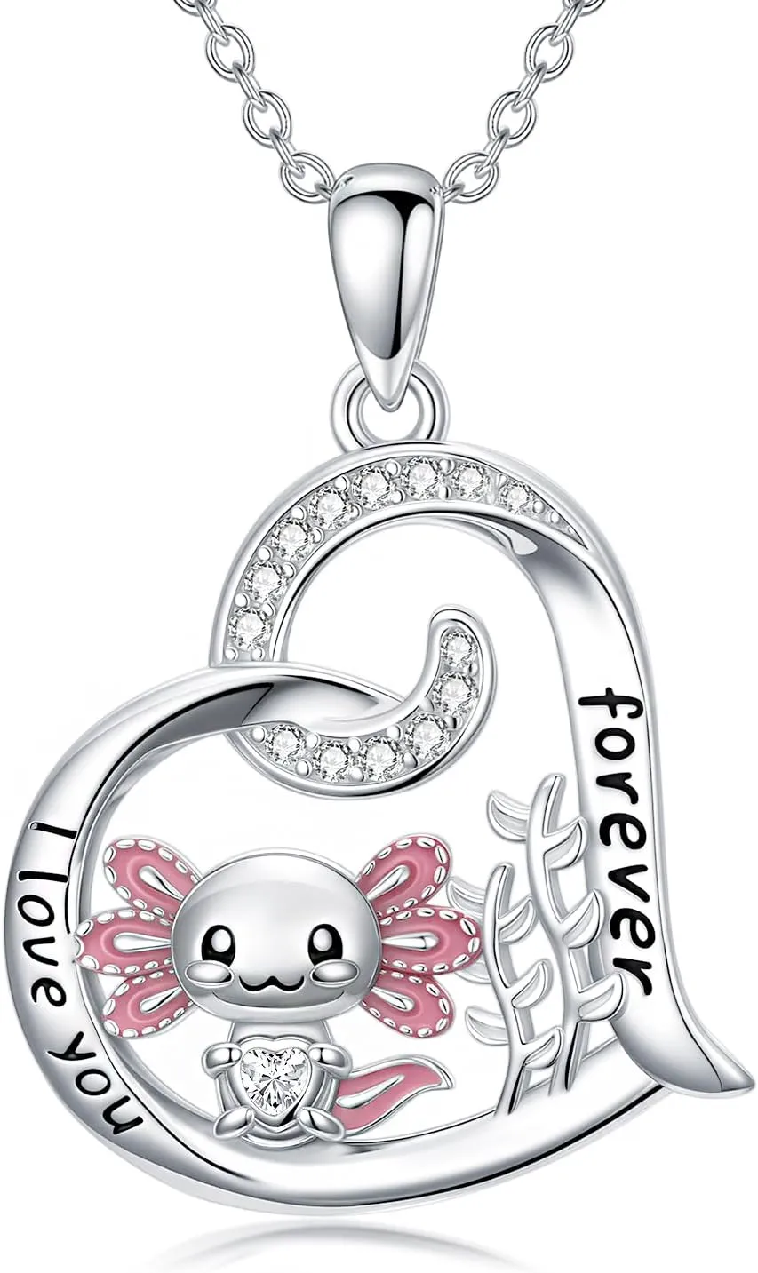 Sea Turtle/Mermaid/Axolotl/Jellyfish/Starfish/Octopus Necklace for Women 925 Sterling Silver Ocean Animal Pendant Necklace Jewelry Birthday Ocean Themed Gifts for Ocean Lovers