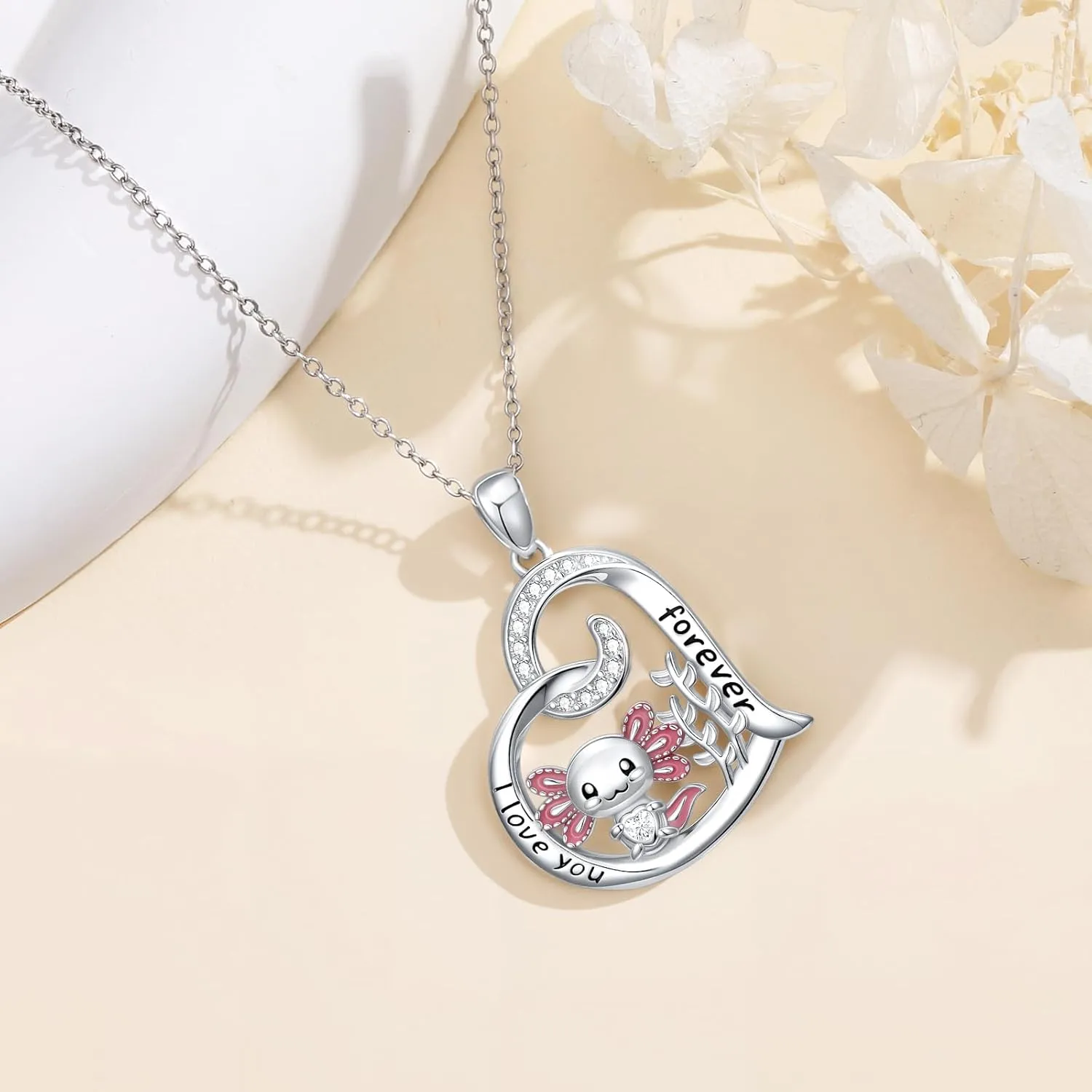 Sea Turtle/Mermaid/Axolotl/Jellyfish/Starfish/Octopus Necklace for Women 925 Sterling Silver Ocean Animal Pendant Necklace Jewelry Birthday Ocean Themed Gifts for Ocean Lovers