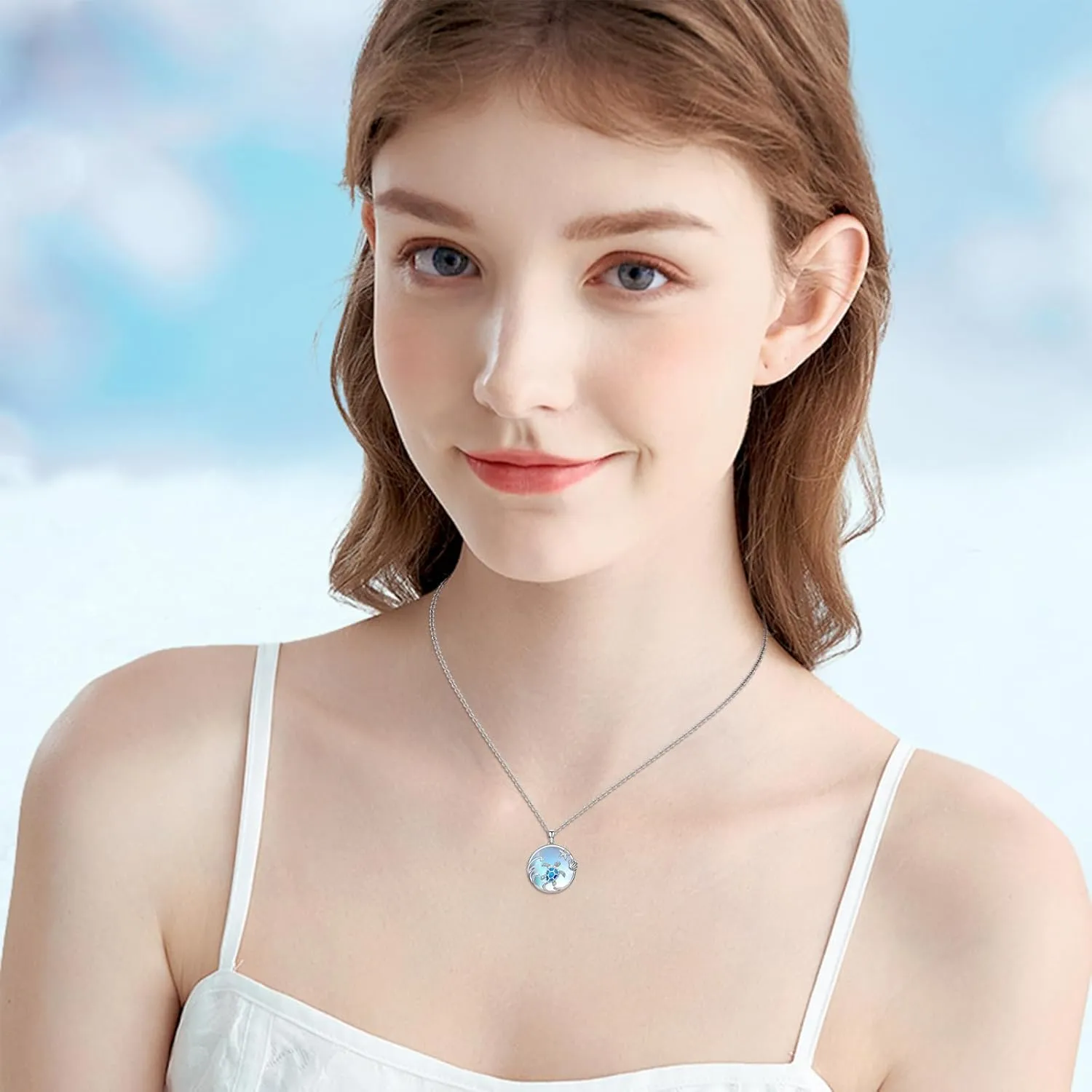 Sea Turtle/Mermaid/Axolotl/Jellyfish/Starfish/Octopus Necklace for Women 925 Sterling Silver Ocean Animal Pendant Necklace Jewelry Birthday Ocean Themed Gifts for Ocean Lovers