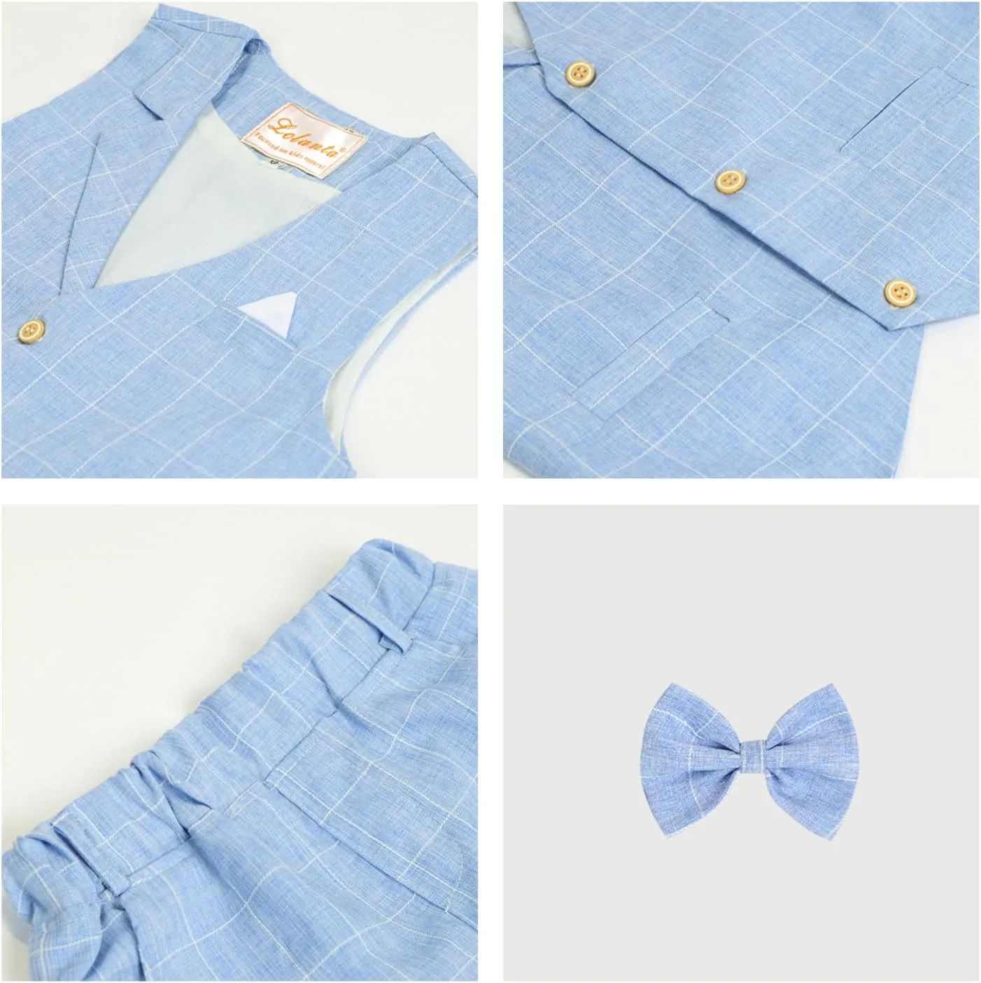 Summer Boys Suit Dress Clothes Kids Wedding Ring Bearer Outfit 4Pcs Shirt Vest Shorts Set