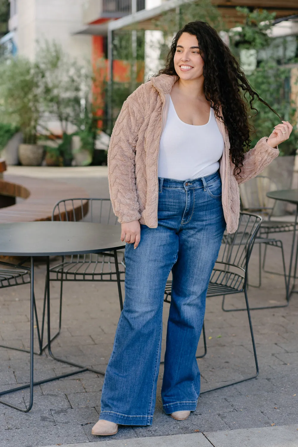 Sunny High Rise Wide Hem Flare Jeans - PLUS
