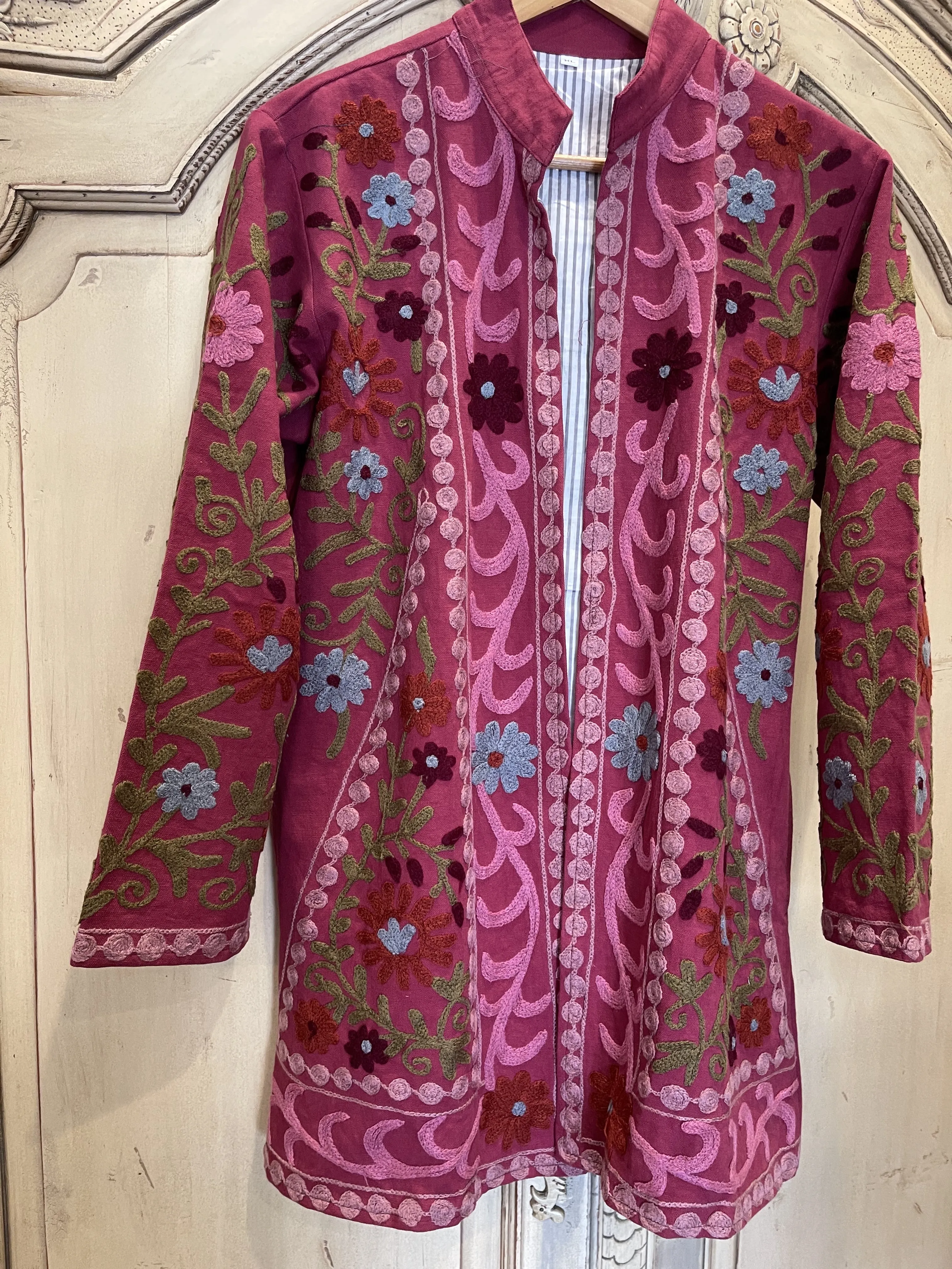 Suzani Tribal Jacket Long - Cherry Sage
