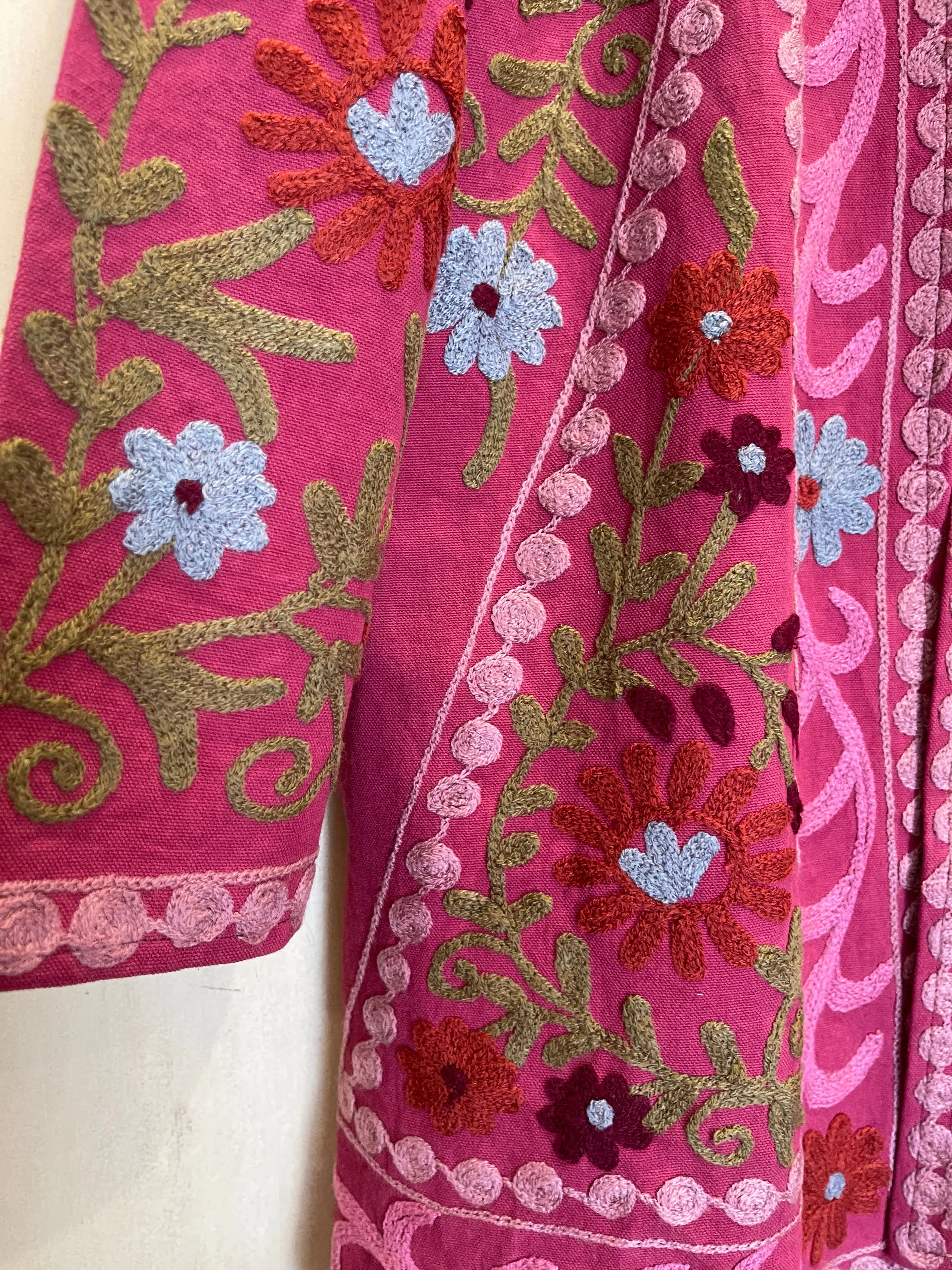 Suzani Tribal Jacket Long - Cherry Sage