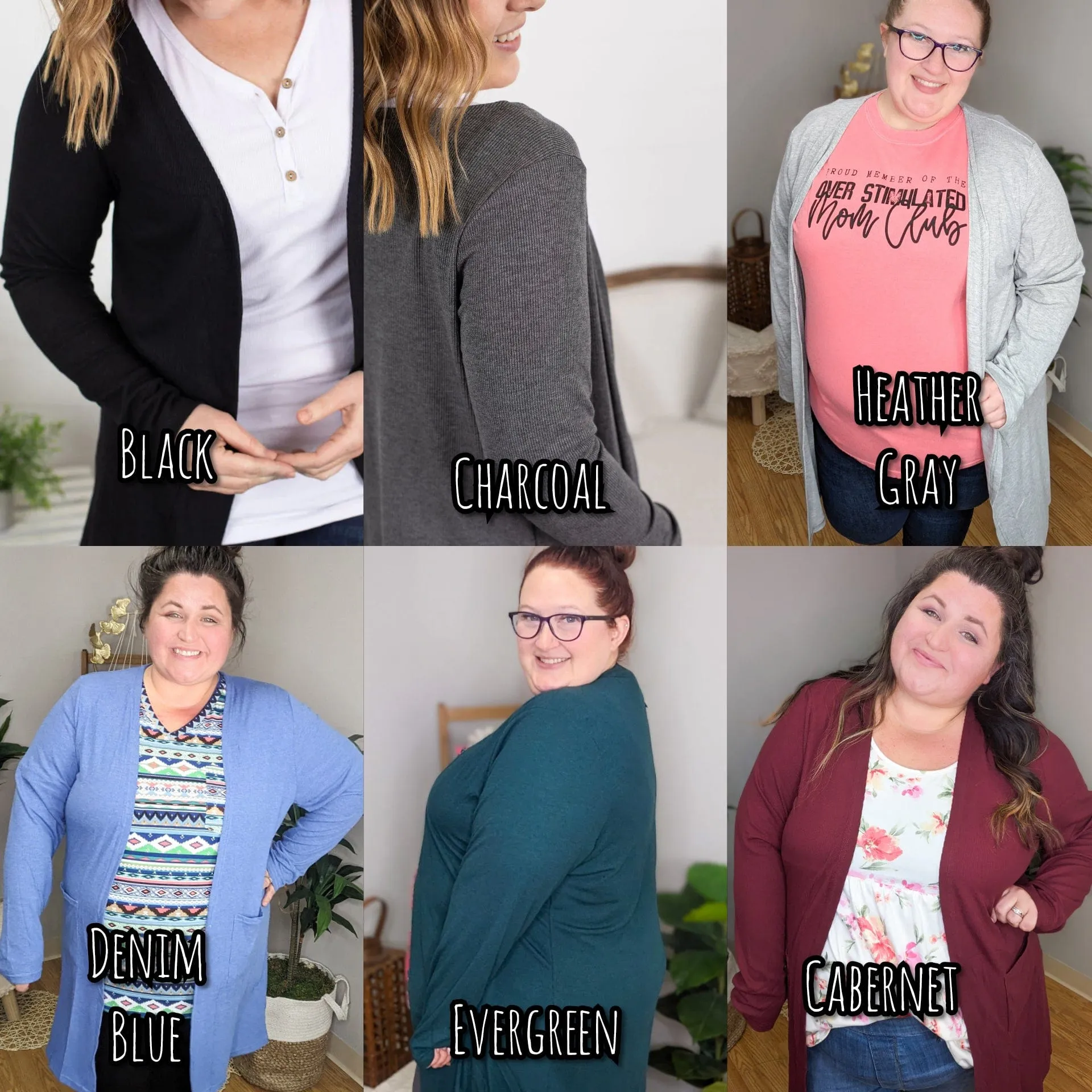 Teagan Triple Stretch Solid Ribbed Cardigan (lots of colors)