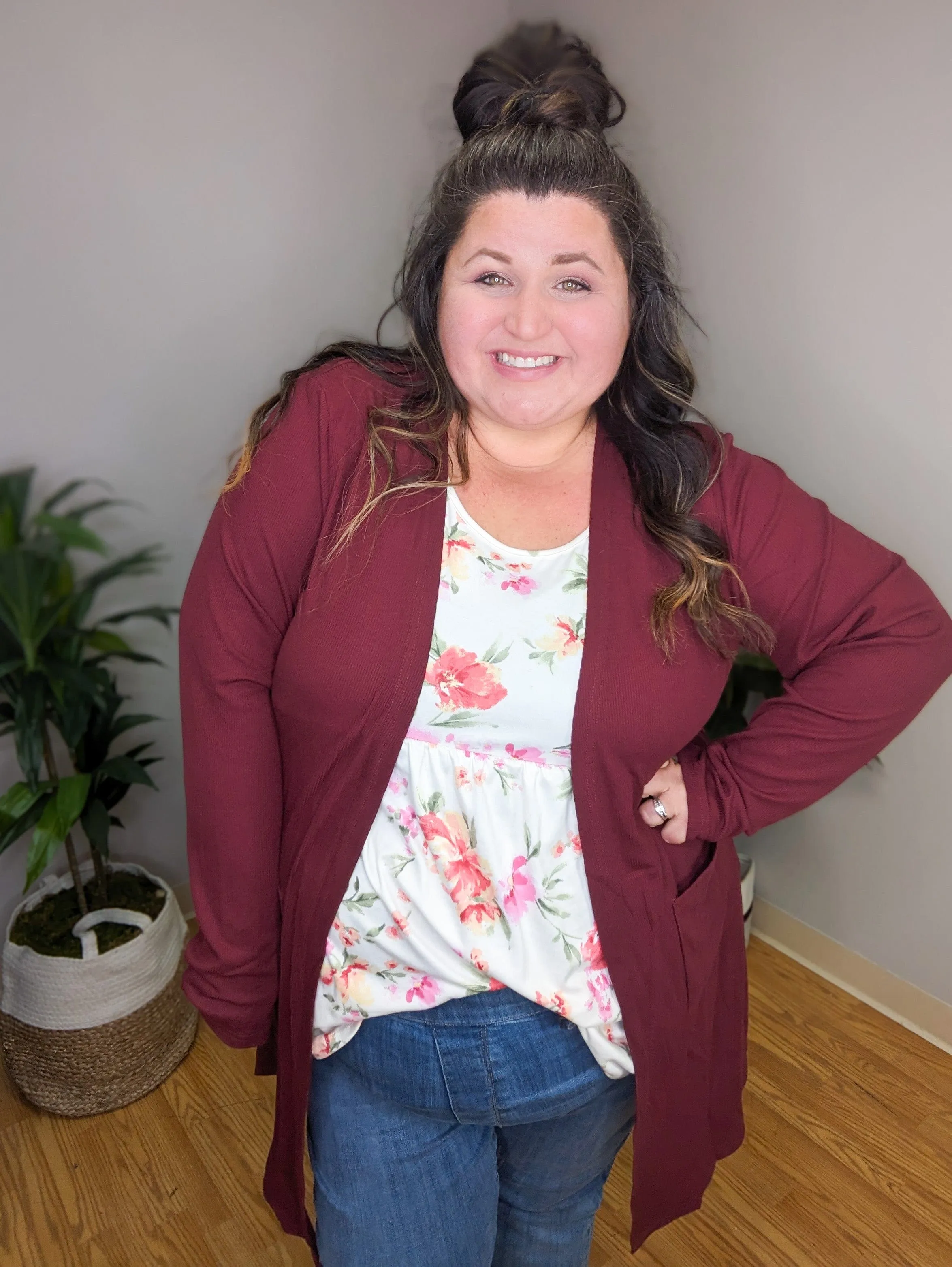 Teagan Triple Stretch Solid Ribbed Cardigan (lots of colors)