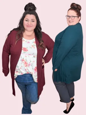 Teagan Triple Stretch Solid Ribbed Cardigan (lots of colors)