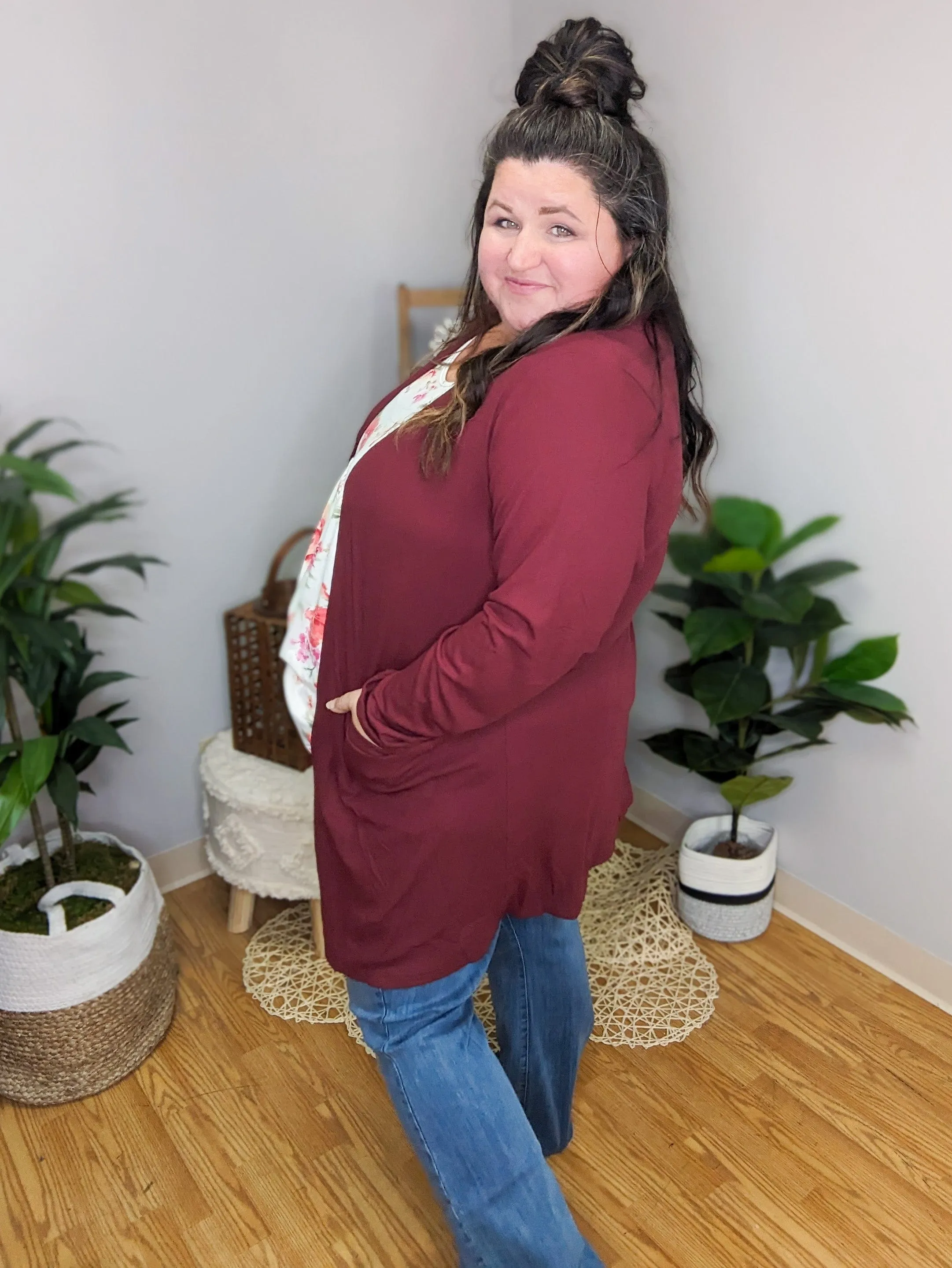 Teagan Triple Stretch Solid Ribbed Cardigan (lots of colors)
