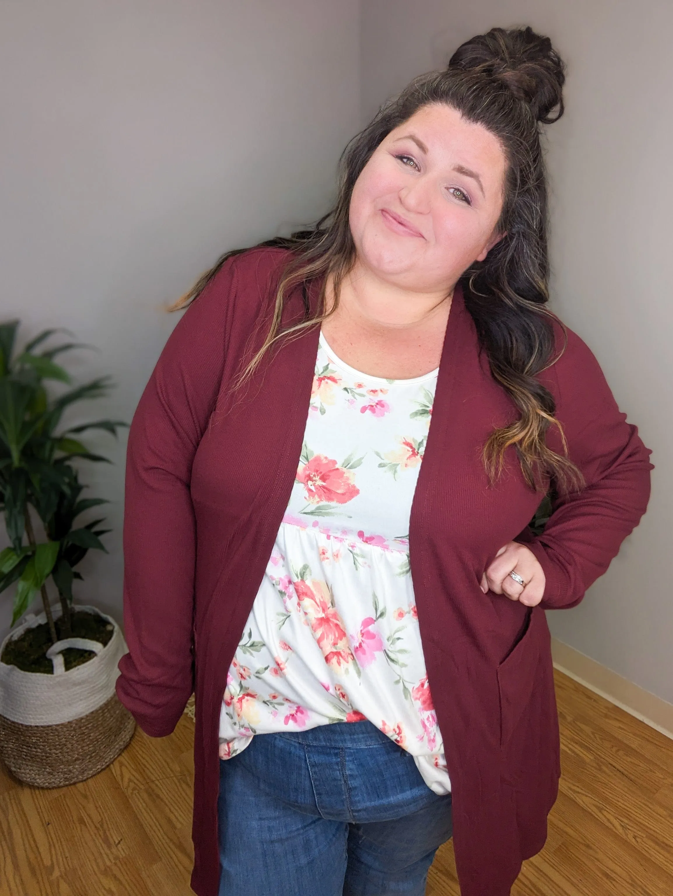 Teagan Triple Stretch Solid Ribbed Cardigan (lots of colors)