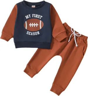 Toddler Baby Boy Football Outfit On Sundays We Watch Football with Daddy Sweatshirt Top Pants Set Fall Clothes