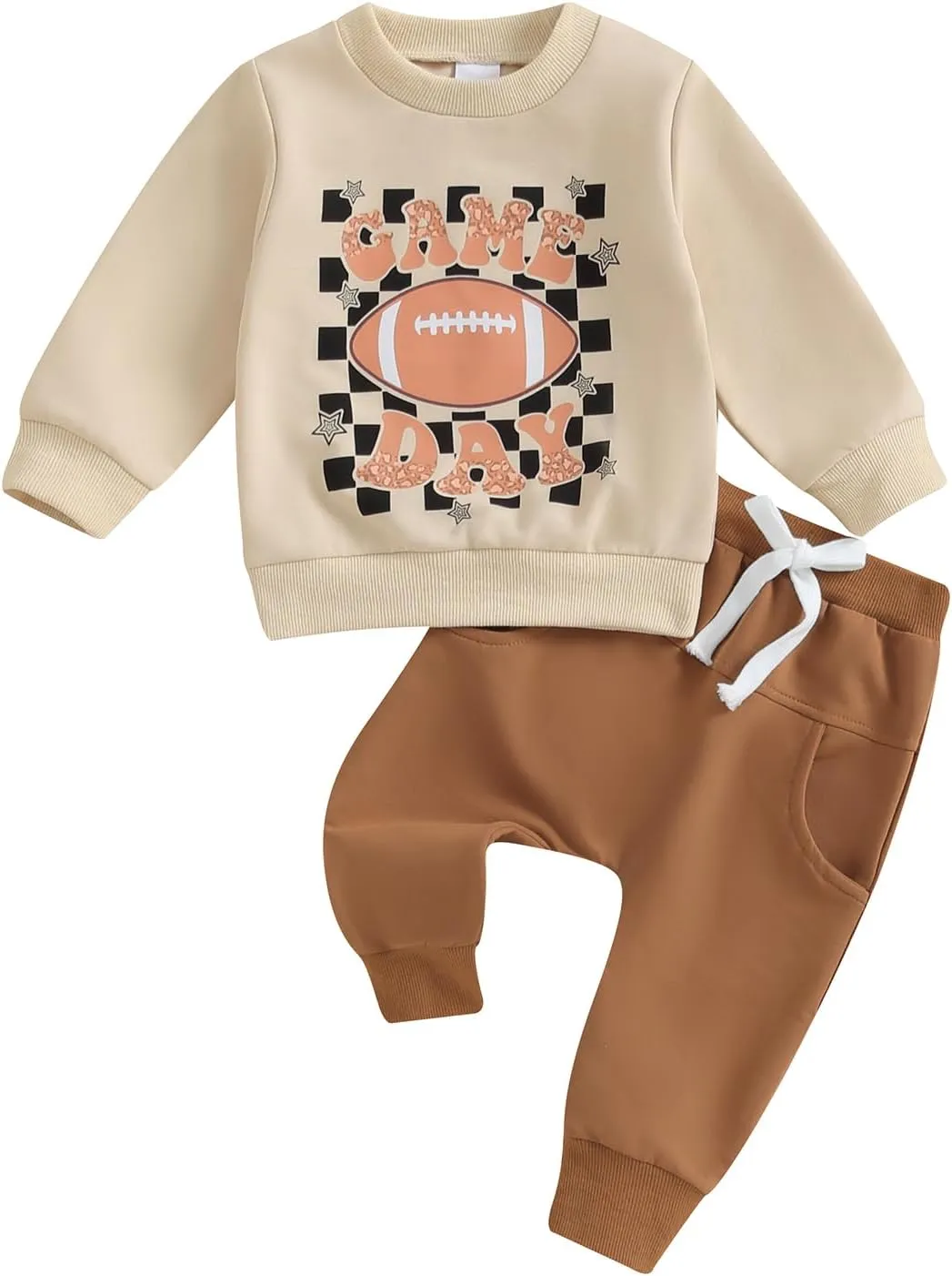 Toddler Baby Boy Football Outfit On Sundays We Watch Football with Daddy Sweatshirt Top Pants Set Fall Clothes