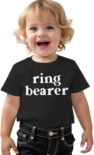 Toddler Baby Boy Ring Bearer Shirts Cute Wedding Ring Dude T-Shirt Marriage Party Security Tees Summer Tops Clothes