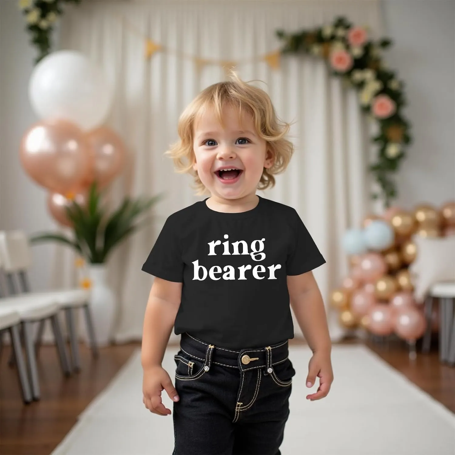 Toddler Baby Boy Ring Bearer Shirts Cute Wedding Ring Dude T-Shirt Marriage Party Security Tees Summer Tops Clothes
