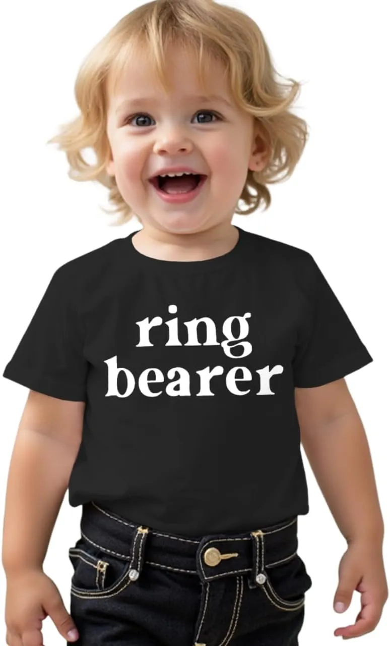 Toddler Baby Boy Ring Bearer Shirts Cute Wedding Ring Dude T-Shirt Marriage Party Security Tees Summer Tops Clothes